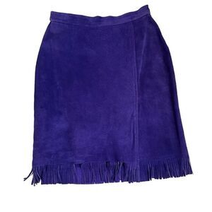 Y2K Bagatelle Women 10 Suede Fringe Purple Skirt Western Cowgirl Rodeo Party
